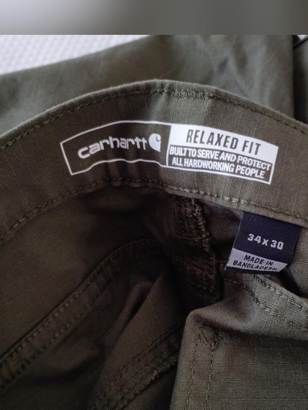 Carhartt Rugged Flex Relaxed Fit Ripstop Cargo Fleece-Lined Work Pant Green . - Picture 7 of 8